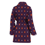 Halloween Plus And Cross Pattern Print Women's Bathrobe