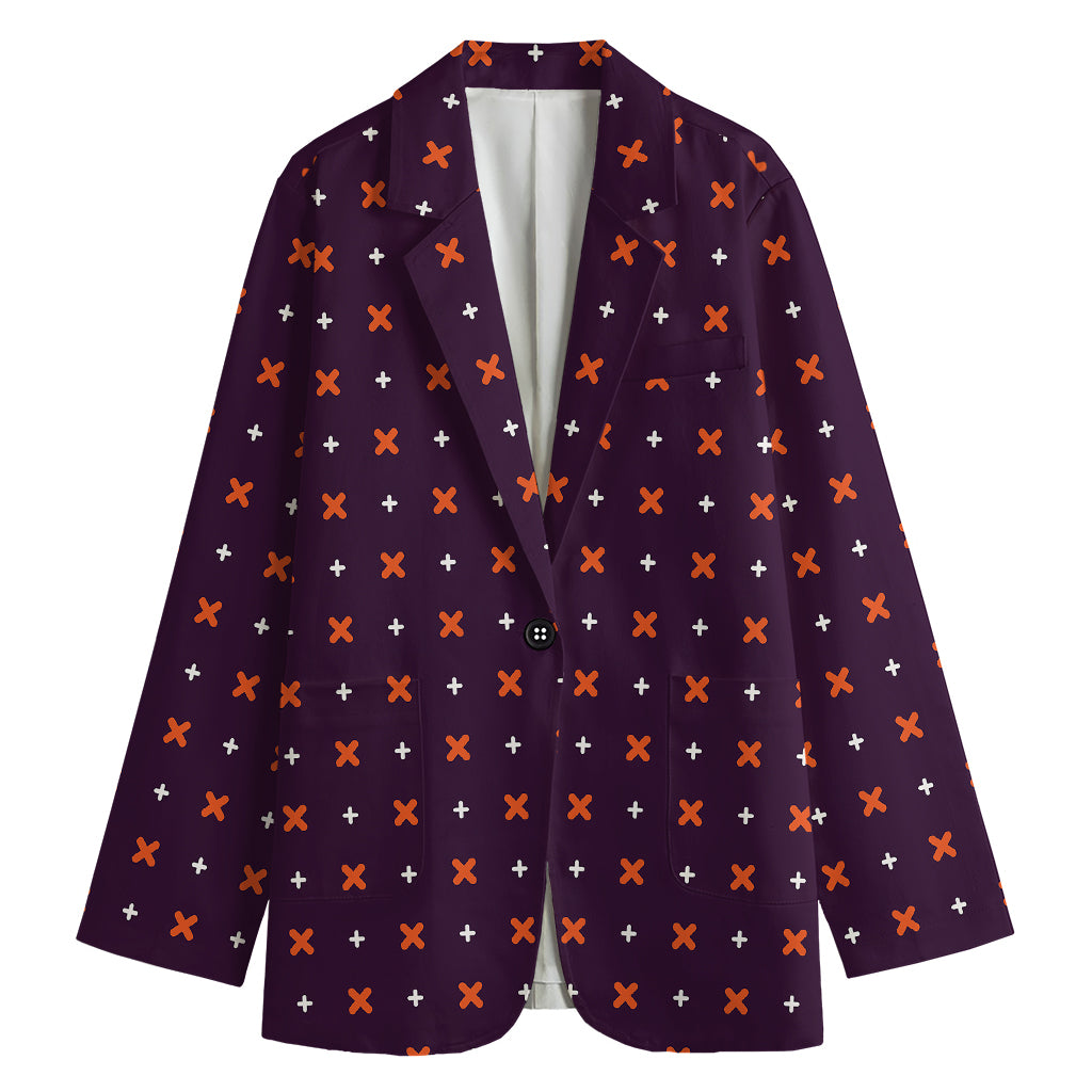 Halloween Plus And Cross Pattern Print Women's Blazer