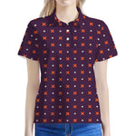 Halloween Plus And Cross Pattern Print Women's Polo Shirt