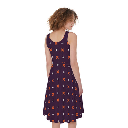 Halloween Plus And Cross Pattern Print Women's Sleeveless Dress