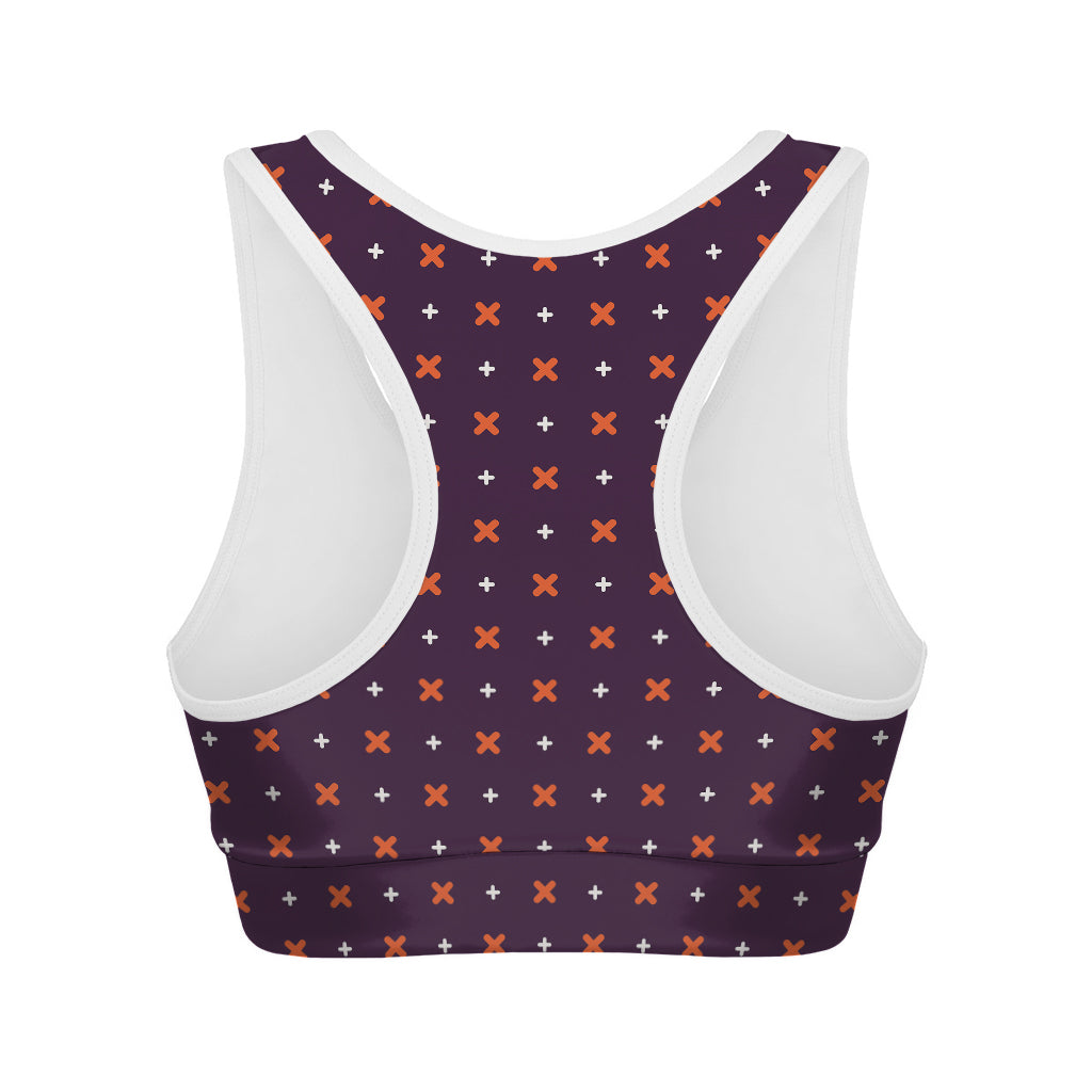 Halloween Plus And Cross Pattern Print Women's Sports Bra