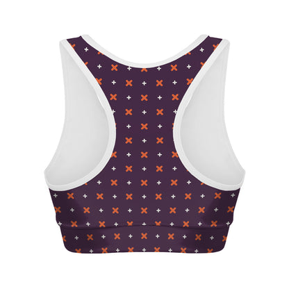 Halloween Plus And Cross Pattern Print Women's Sports Bra