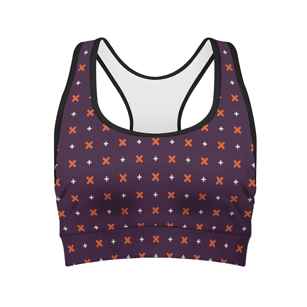 Halloween Plus And Cross Pattern Print Women's Sports Bra