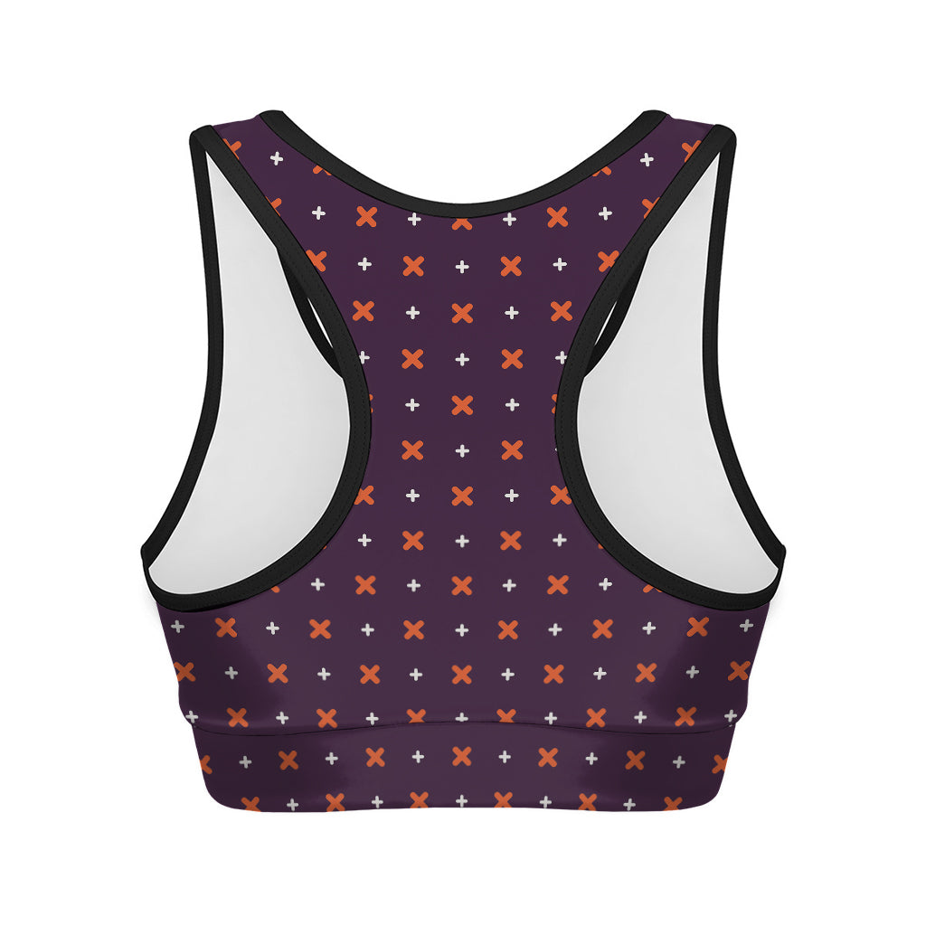 Halloween Plus And Cross Pattern Print Women's Sports Bra
