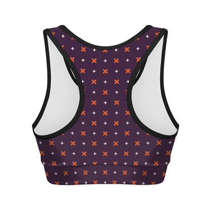 Halloween Plus And Cross Pattern Print Women's Sports Bra