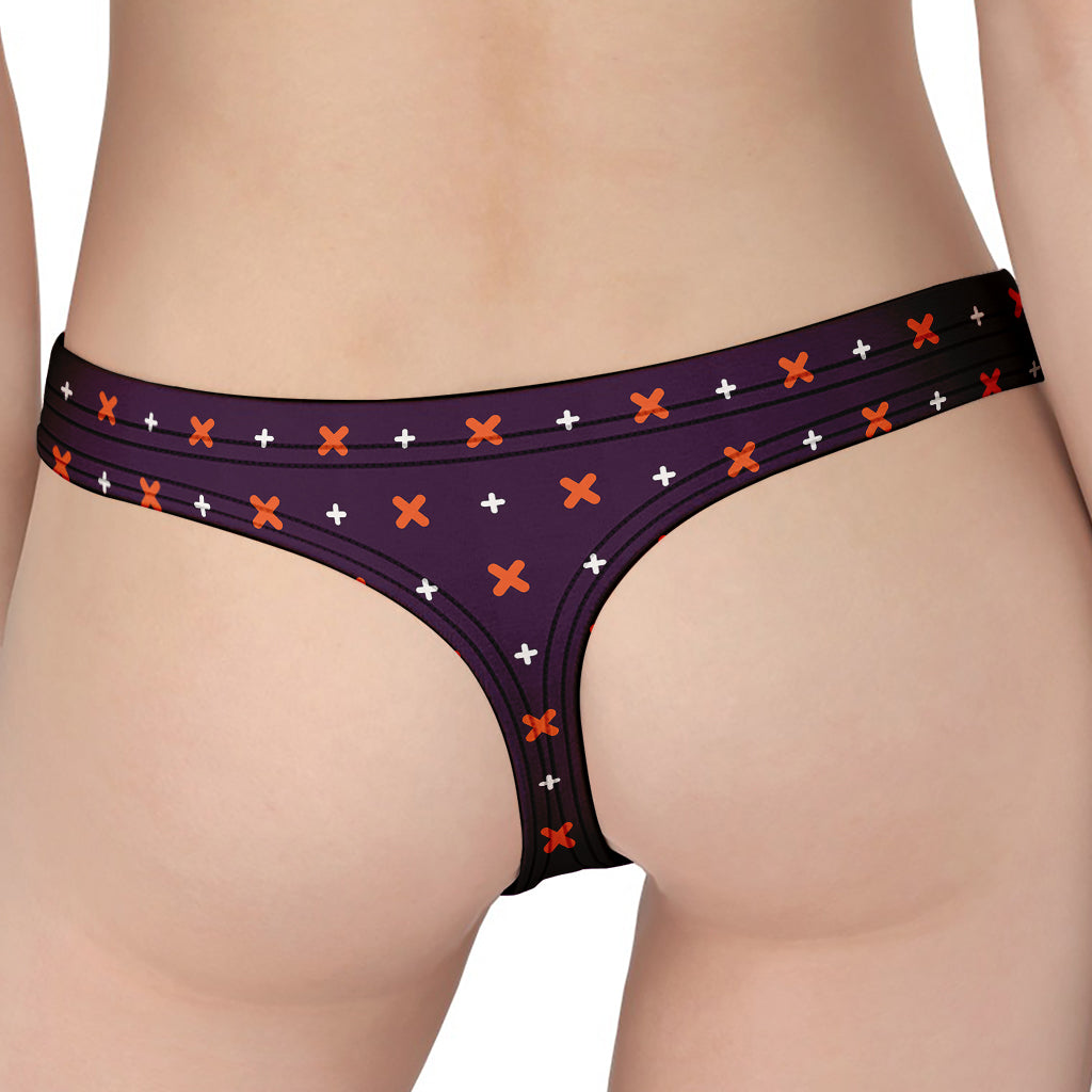 Halloween Plus And Cross Pattern Print Women's Thong