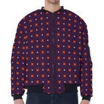 Halloween Plus And Cross Pattern Print Zip Sleeve Bomber Jacket