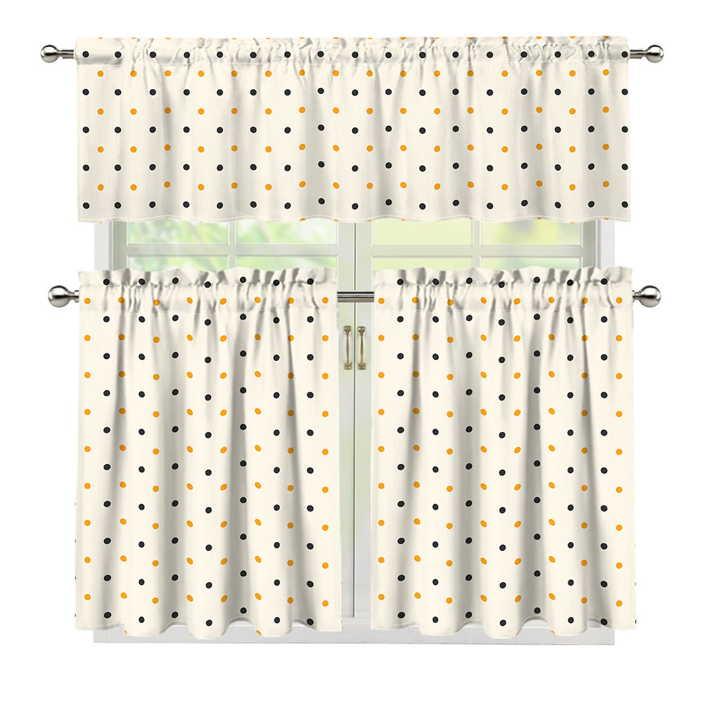 Halloween Polka Dot Pattern Print 3 Piece Kitchen Curtains