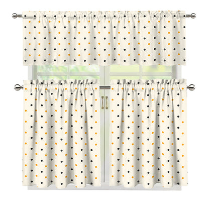 Halloween Polka Dot Pattern Print 3 Piece Kitchen Curtains