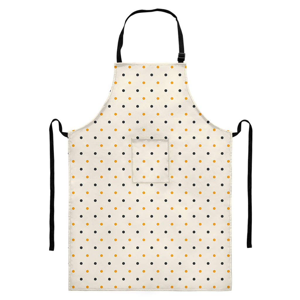 Halloween Polka Dot Pattern Print Bib Apron With Pocket