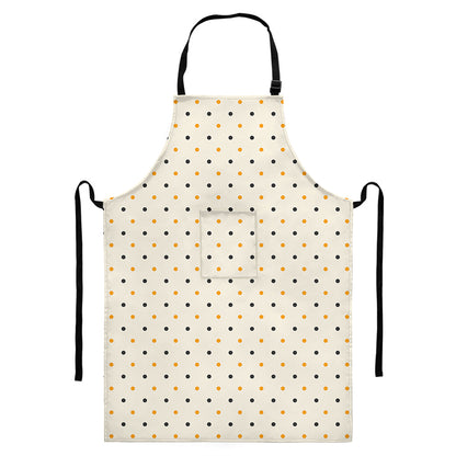 Halloween Polka Dot Pattern Print Bib Apron With Pocket