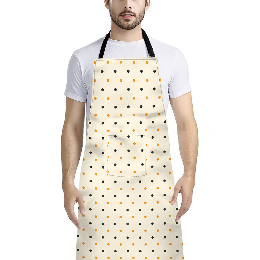 Halloween Polka Dot Pattern Print Bib Apron With Pocket