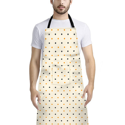 Halloween Polka Dot Pattern Print Bib Apron With Pocket