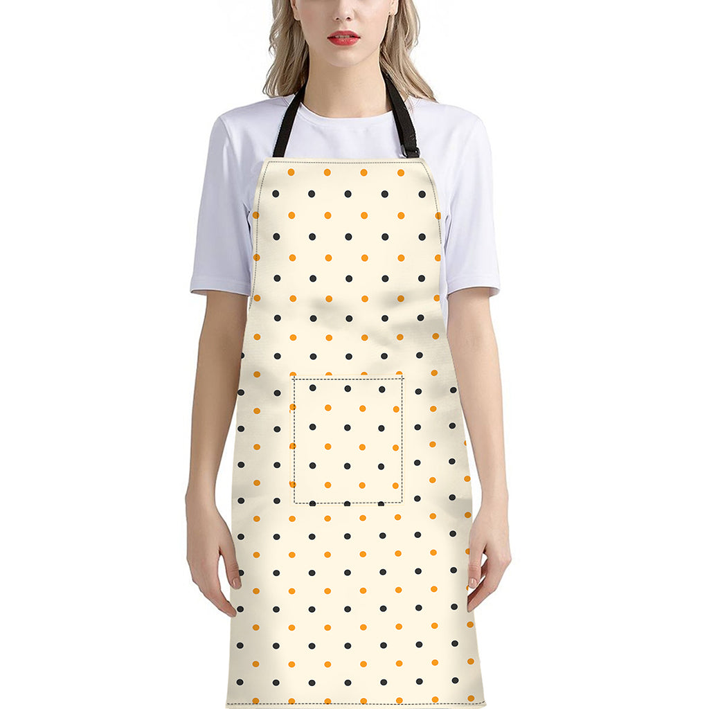 Halloween Polka Dot Pattern Print Bib Apron With Pocket