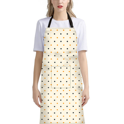 Halloween Polka Dot Pattern Print Bib Apron With Pocket