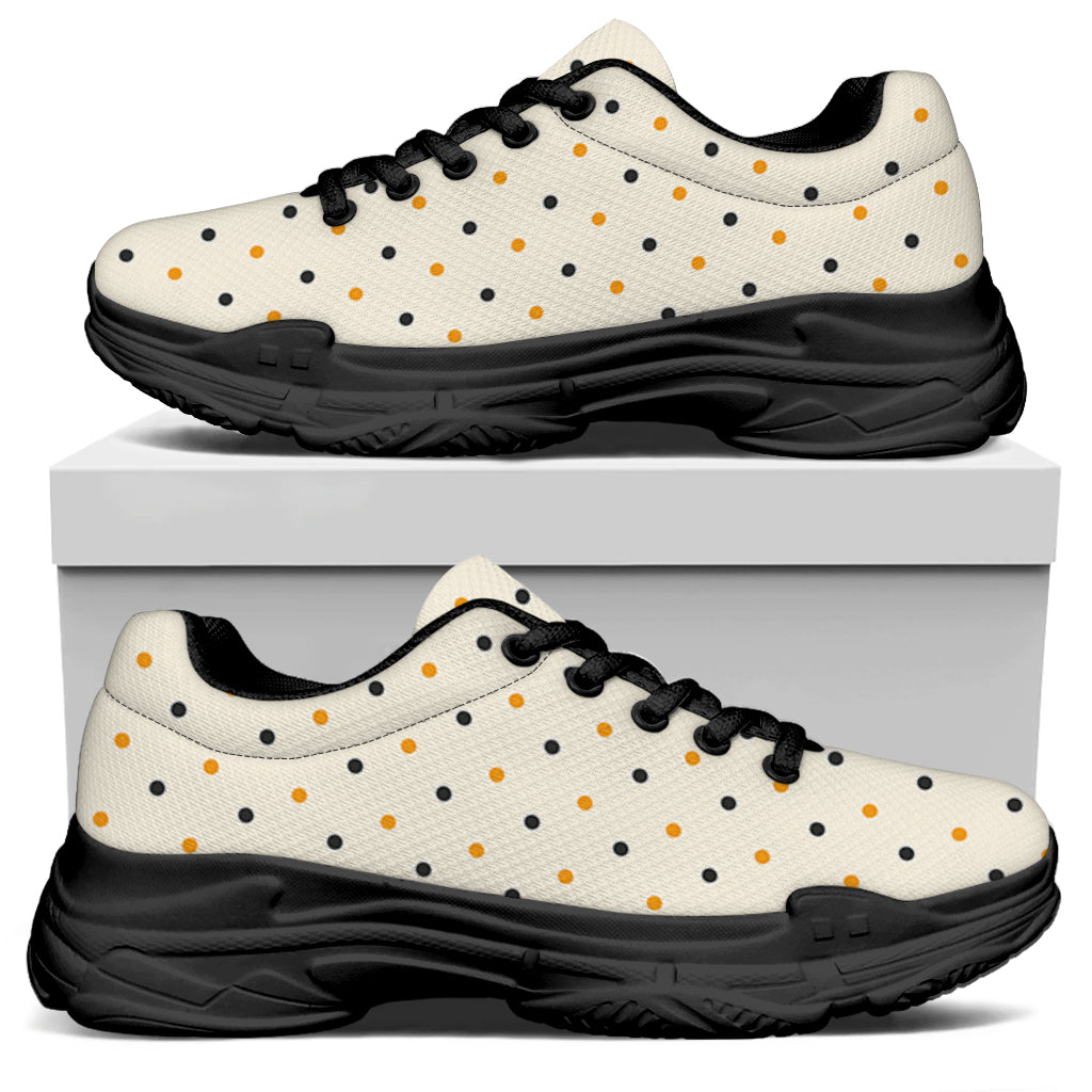 Halloween Polka Dot Pattern Print Black Chunky Shoes