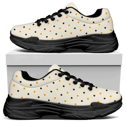 Halloween Polka Dot Pattern Print Black Chunky Shoes