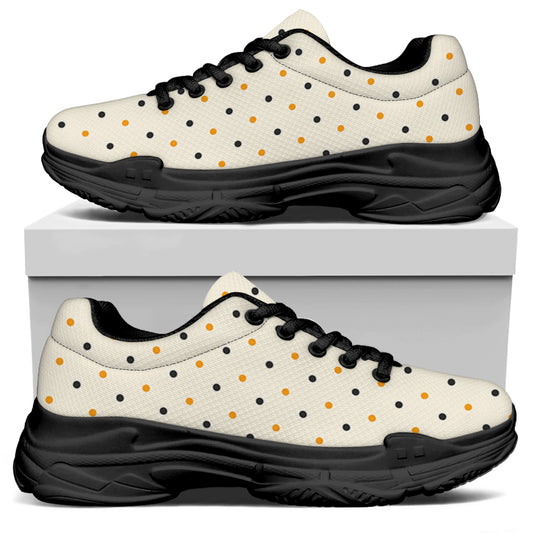 Halloween Polka Dot Pattern Print Black Chunky Shoes