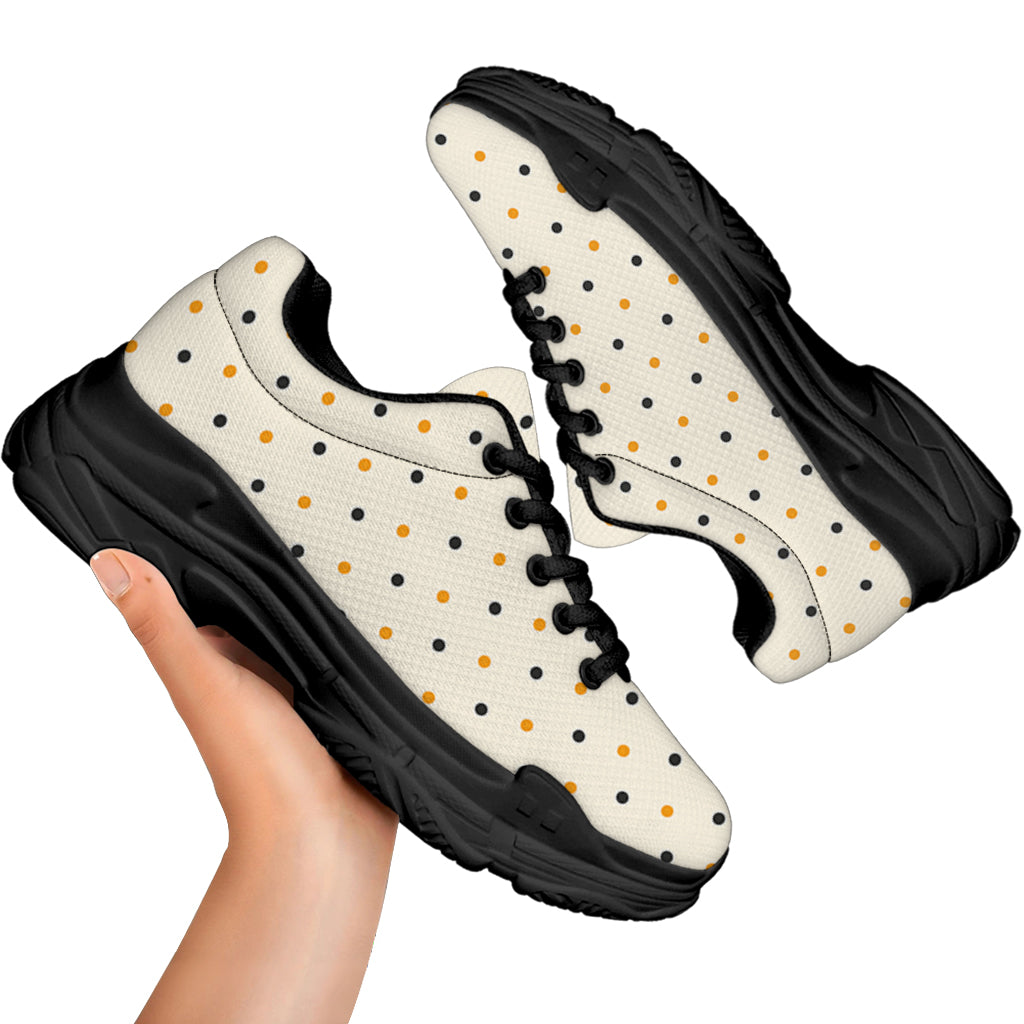 Halloween Polka Dot Pattern Print Black Chunky Shoes