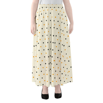 Halloween Polka Dot Pattern Print Chiffon Maxi Skirt