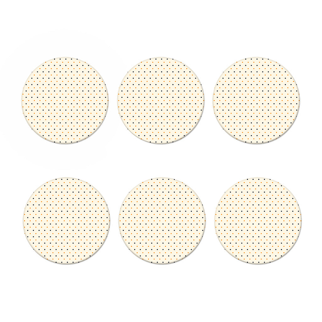 Halloween Polka Dot Pattern Print Coaster Set