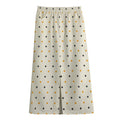 Halloween Polka Dot Pattern Print Cotton Front Slit Maxi Skirt