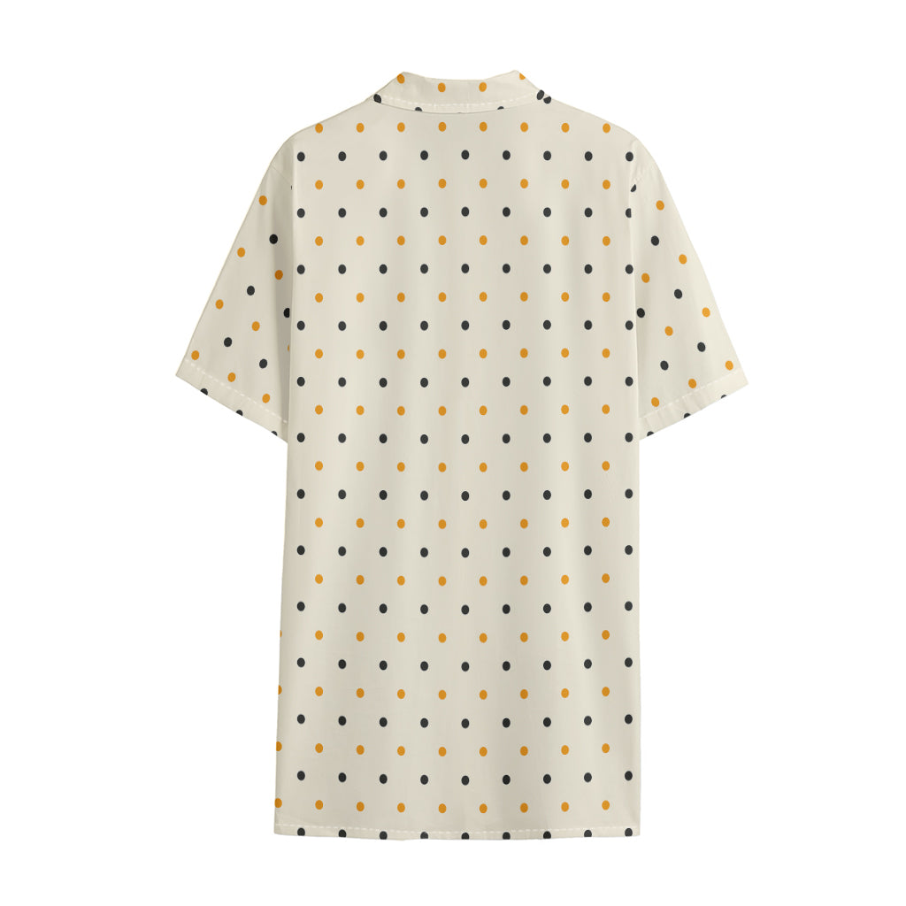 Halloween Polka Dot Pattern Print Cotton Hawaiian Shirt