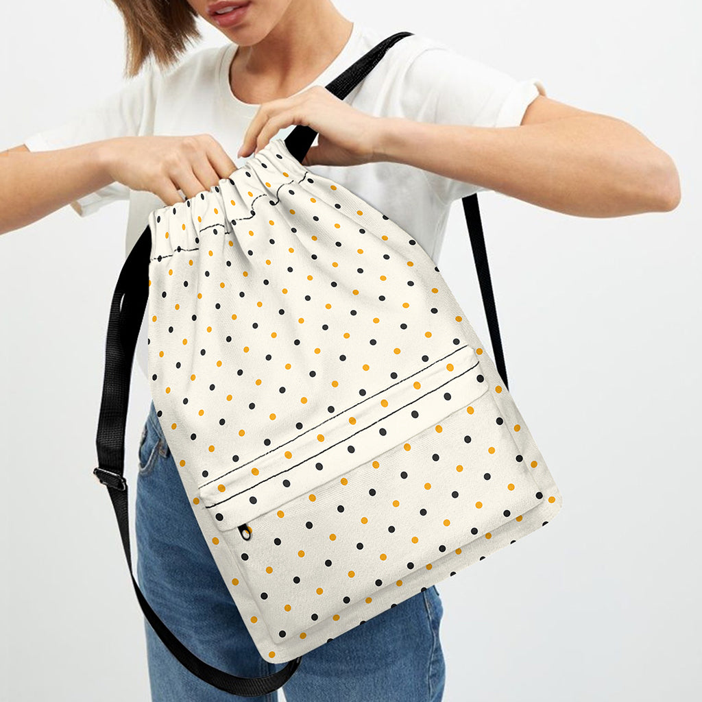 Halloween Polka Dot Pattern Print Drawstring Backpack