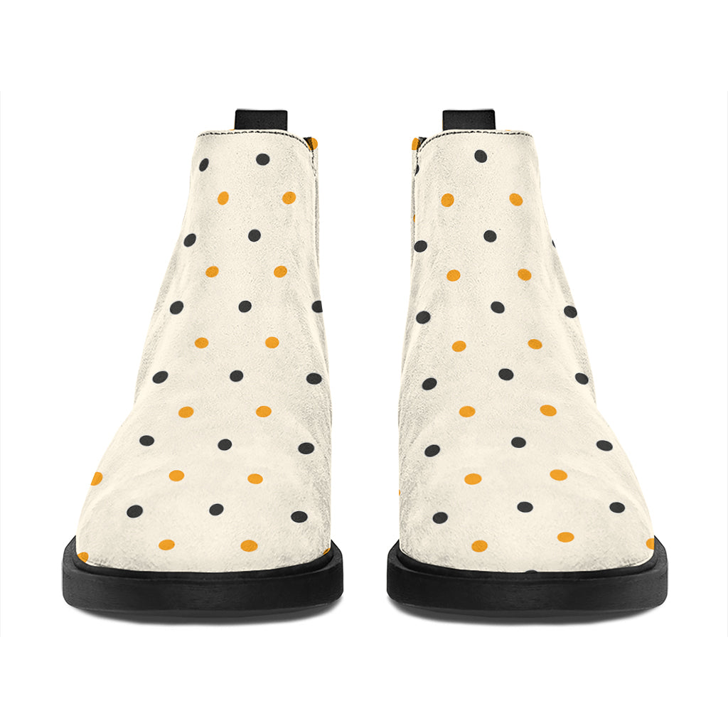 Halloween Polka Dot Pattern Print Flat Ankle Boots