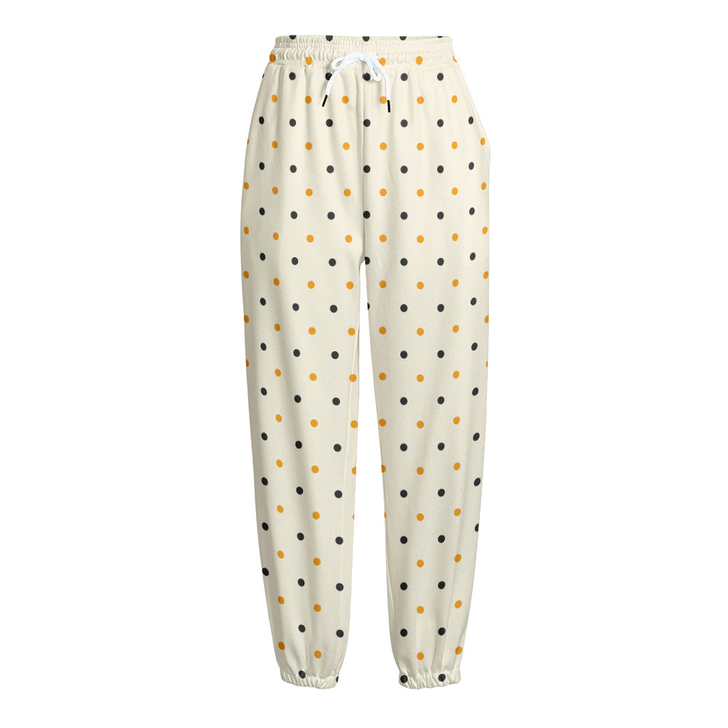 Halloween Polka Dot Pattern Print Fleece Lined Knit Pants