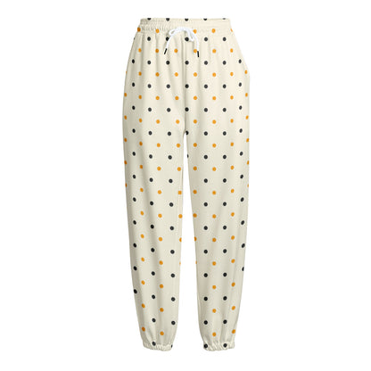 Halloween Polka Dot Pattern Print Fleece Lined Knit Pants
