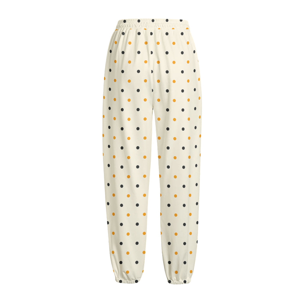 Halloween Polka Dot Pattern Print Fleece Lined Knit Pants
