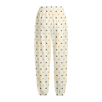 Halloween Polka Dot Pattern Print Fleece Lined Knit Pants