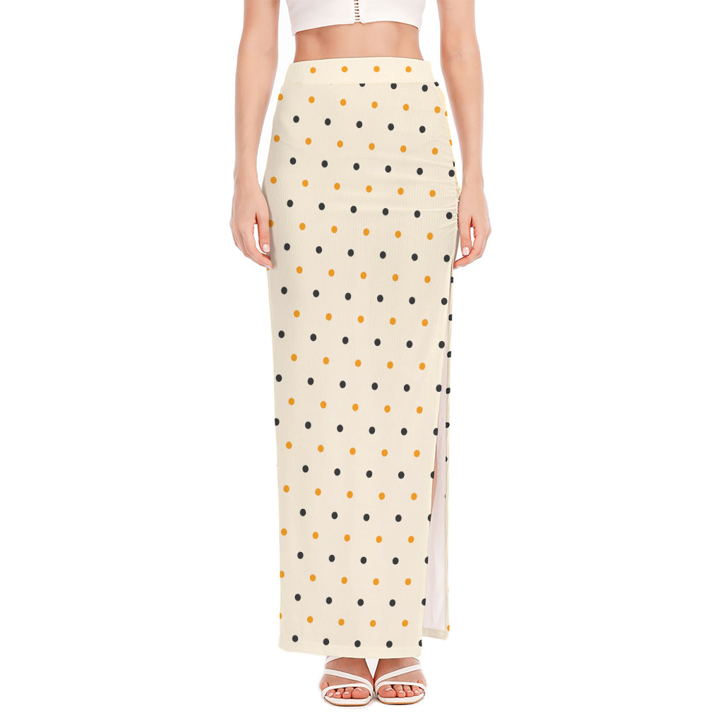 Halloween Polka Dot Pattern Print High Slit Maxi Skirt