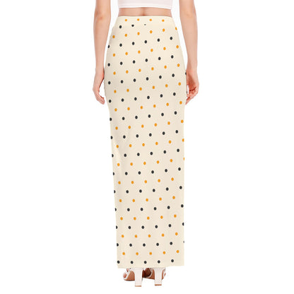 Halloween Polka Dot Pattern Print High Slit Maxi Skirt