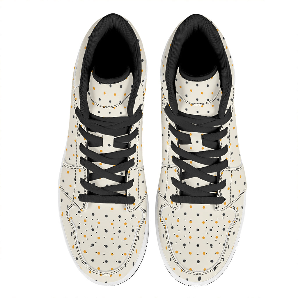 Halloween Polka Dot Pattern Print High Top Leather Sneakers