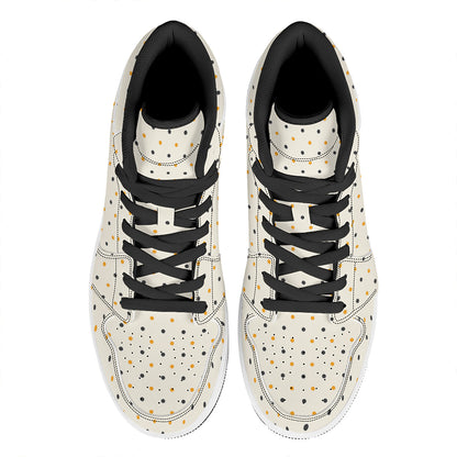 Halloween Polka Dot Pattern Print High Top Leather Sneakers