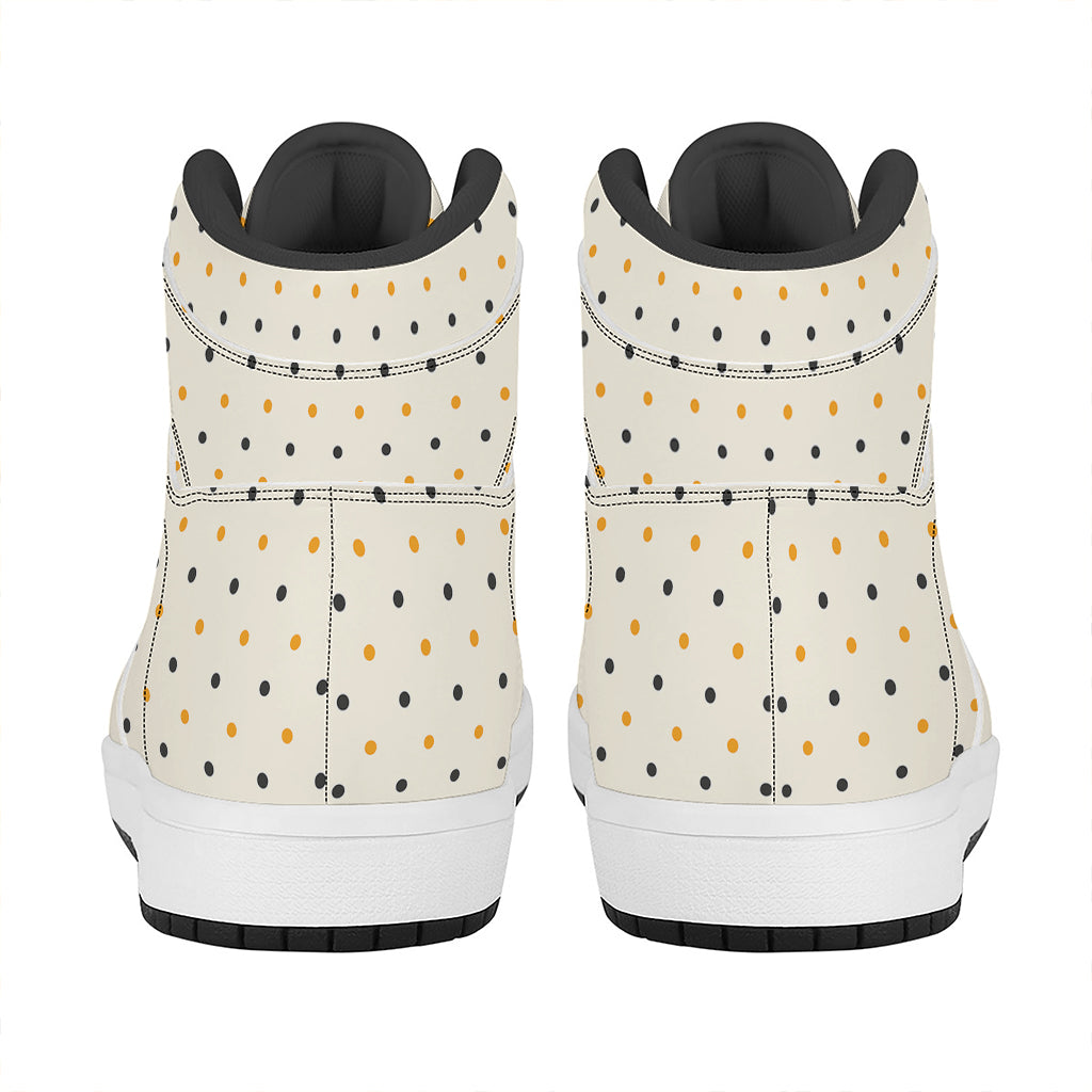 Halloween Polka Dot Pattern Print High Top Leather Sneakers