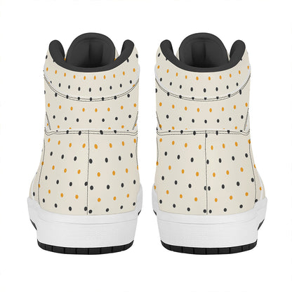 Halloween Polka Dot Pattern Print High Top Leather Sneakers
