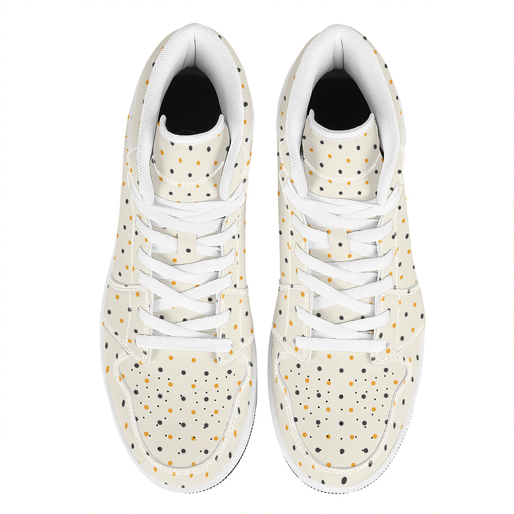 Halloween Polka Dot Pattern Print High Top Leather Sneakers