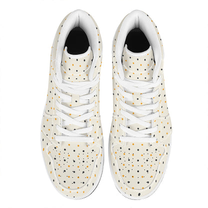 Halloween Polka Dot Pattern Print High Top Leather Sneakers