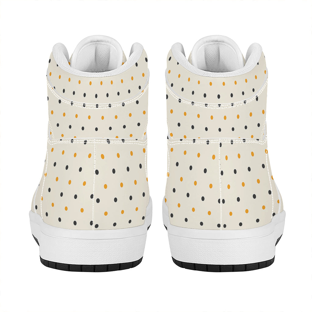 Halloween Polka Dot Pattern Print High Top Leather Sneakers