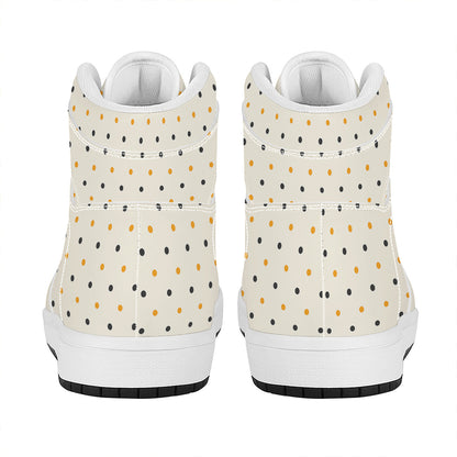 Halloween Polka Dot Pattern Print High Top Leather Sneakers