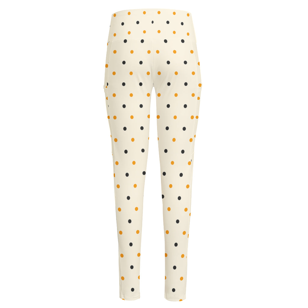 Halloween Polka Dot Pattern Print High-Waisted Pocket Leggings