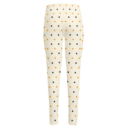 Halloween Polka Dot Pattern Print High-Waisted Pocket Leggings