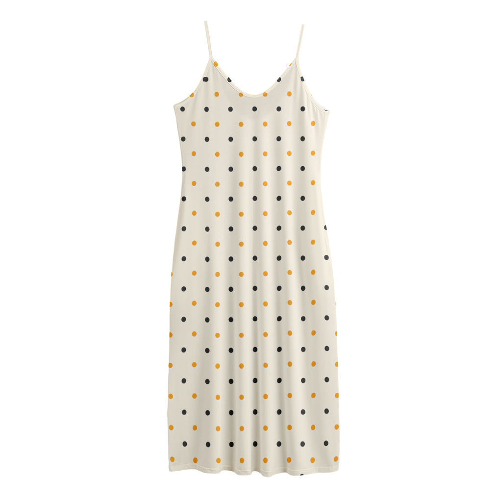 Halloween Polka Dot Pattern Print Jersey Midi Cami Dress