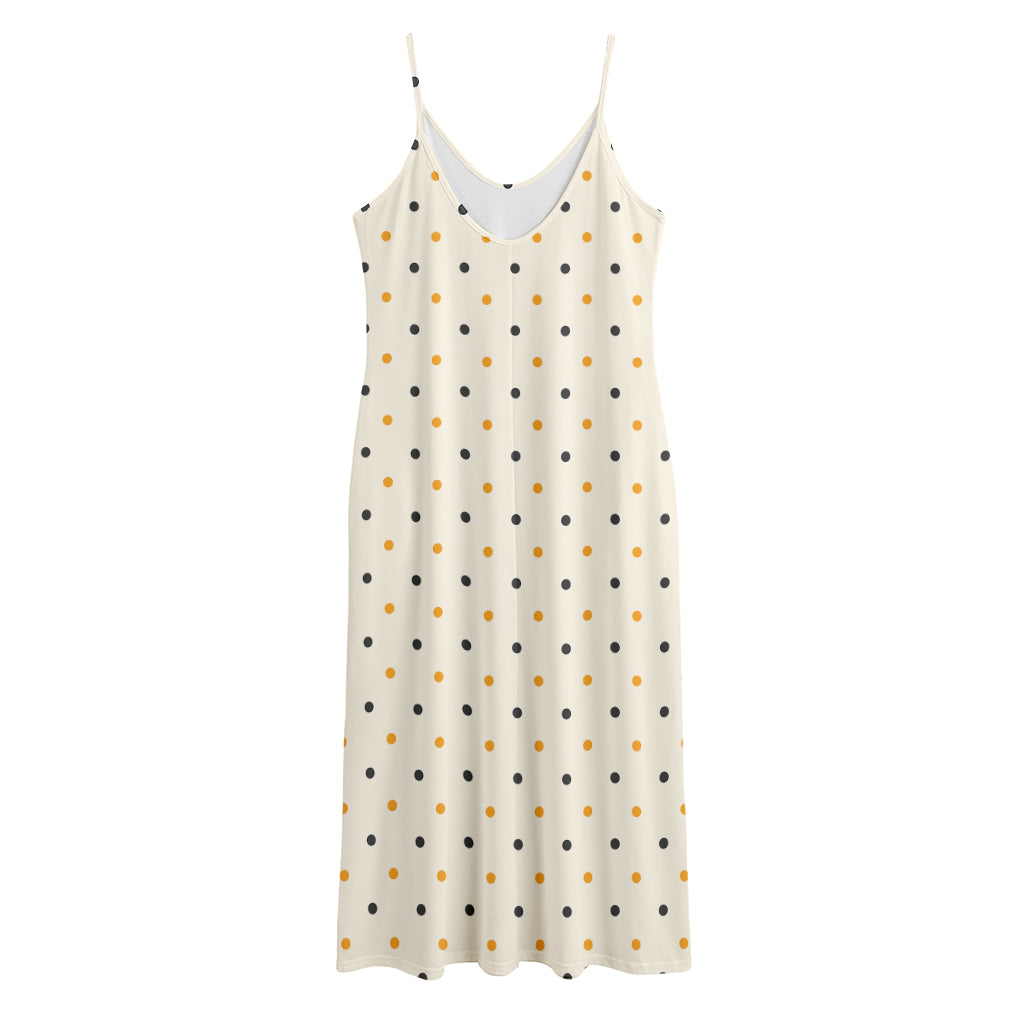 Halloween Polka Dot Pattern Print Jersey Midi Cami Dress