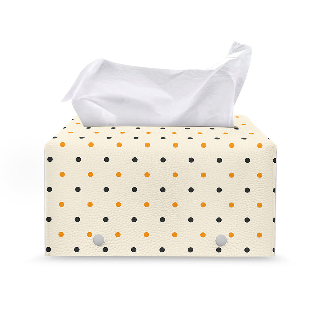 Halloween Polka Dot Pattern Print Leather Tissue Box Cover