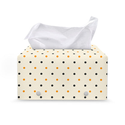 Halloween Polka Dot Pattern Print Leather Tissue Box Cover