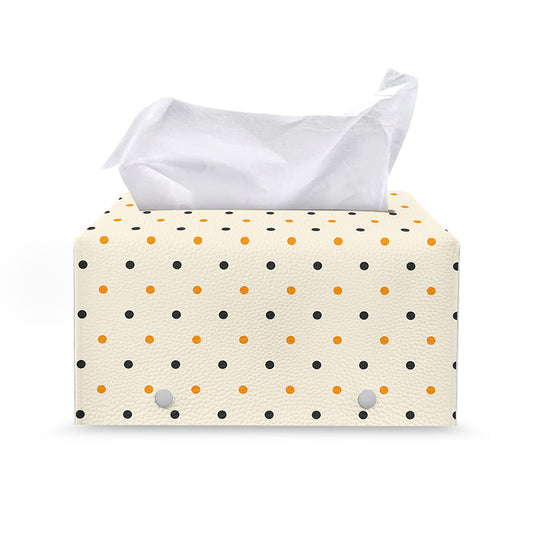 Halloween Polka Dot Pattern Print Leather Tissue Box Cover
